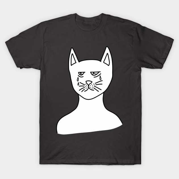 Tired Cat Crying T-Shirt by Dani Draws